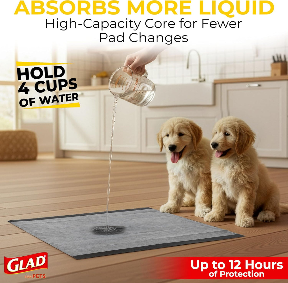 Glad for Pets Activated Carbon Dog Pee Pads, Large, 100 Count - view 2