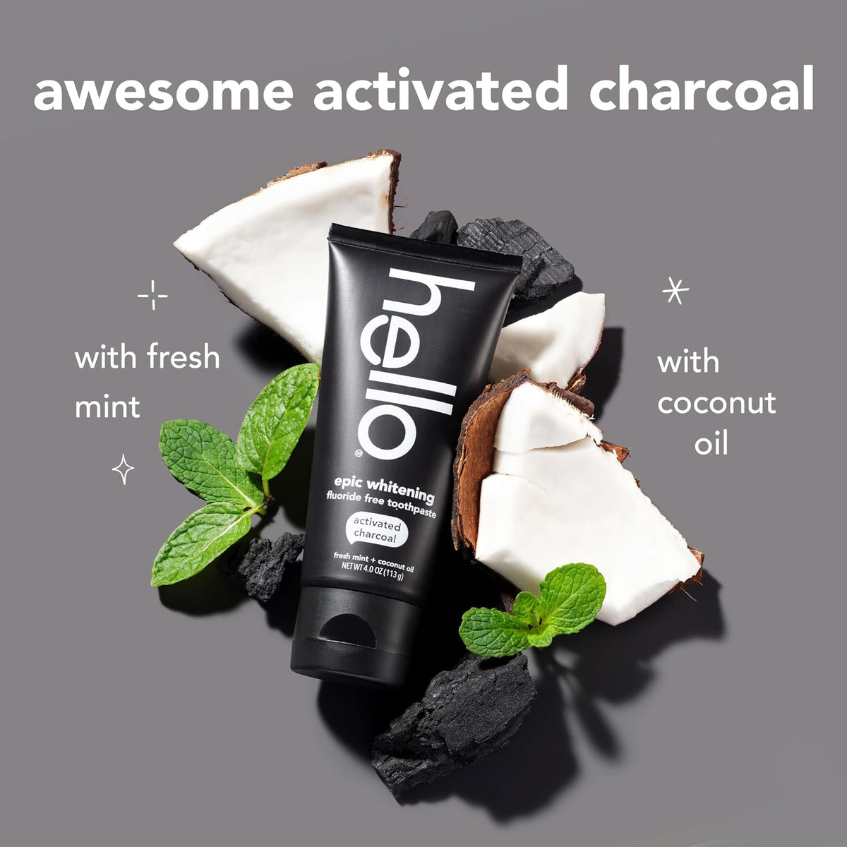 hello Epic Whitening Activated Charcoal Toothpaste, 4 oz - view 3