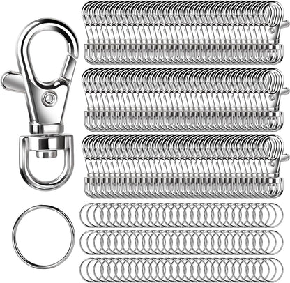 LEOBRO 240 Piece Silver Lobster Clasps and Key Rings Keychain Kit