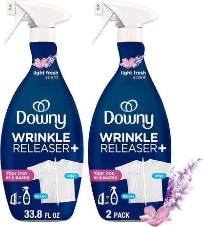 Downy Wrinkle Releaser Plus Light Fresh Scent 1 L (33.8 fl oz), Pack of 2