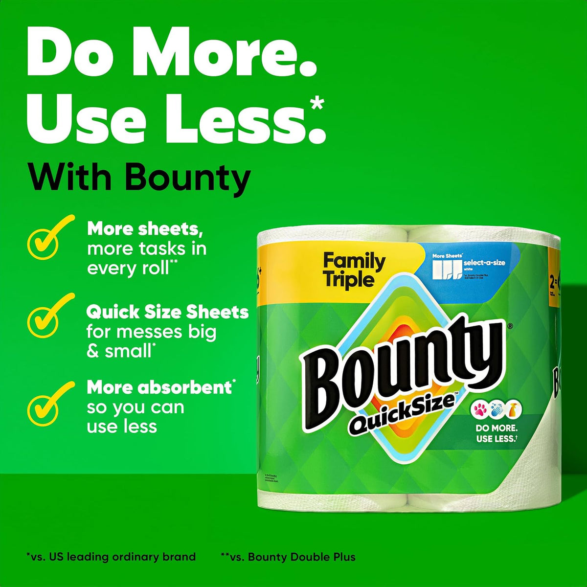 Bounty Quick-Size Paper Towels, White, 8 Family Triple Rolls - view 2