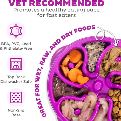 Outward Hound Fun Feeder Slo Bowl Dog Slow Feeder, Flower, Purple, 8.5 Inch - view 3