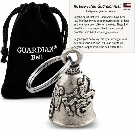 Guardian Bell Good Luck Bell with Keyring and Black Velvet Gift Bag