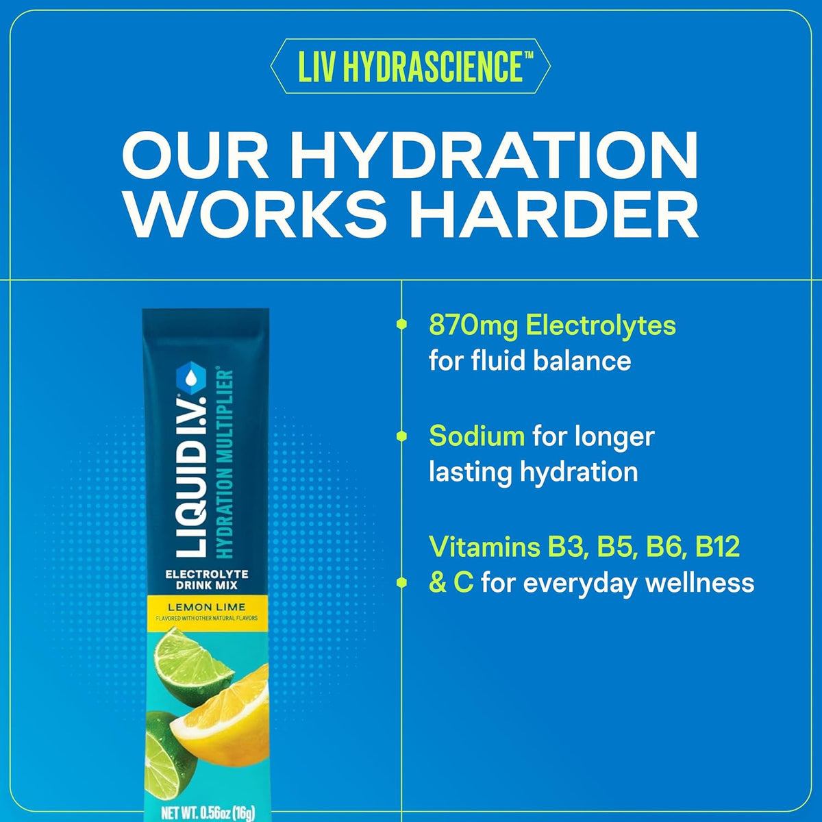 Liquid I.V. Hydration Multiplier Electrolyte Drink Mix, Lemon Lime, 16 Count - view 4