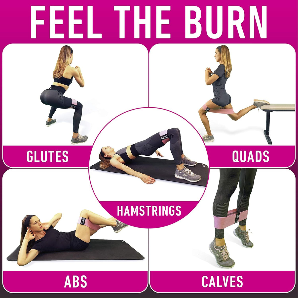 Vergali Booty Resistance Bands, Set of 4 Fabric Loops with Carry Bag and Guide - view 6