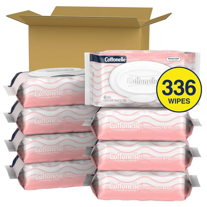 Cottonelle Fragrance Free Flushable Wet Wipes, 8 Packs of 42 - view 2