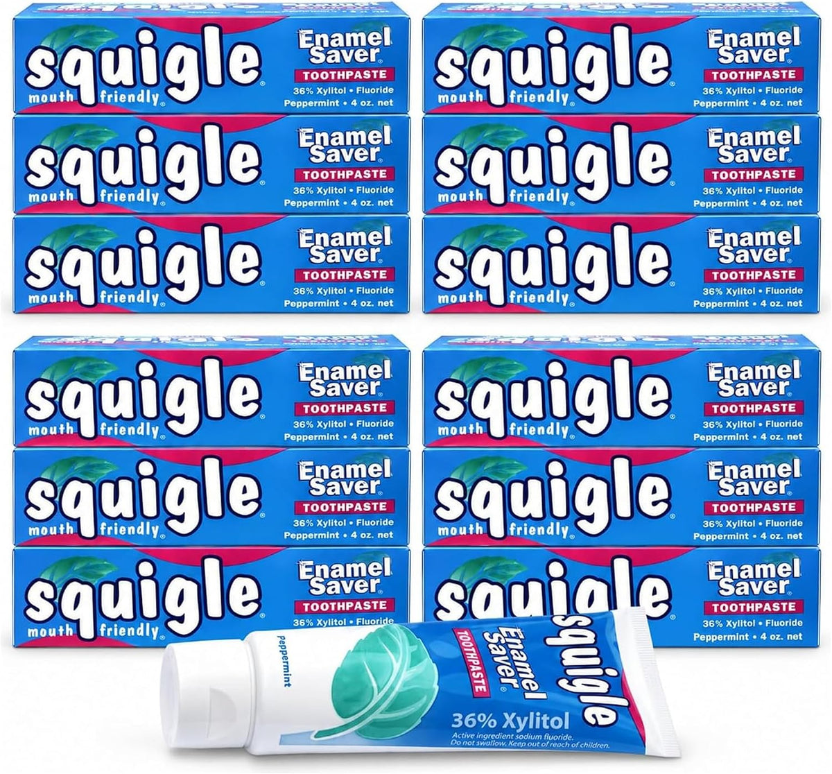 Squigle Enamel Saver SLS-Free Toothpaste with 36% Xylitol — product view