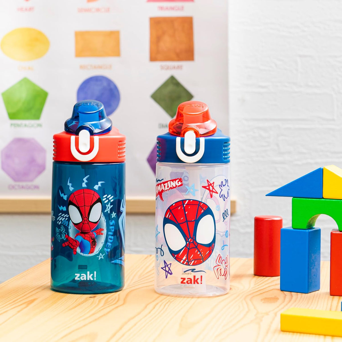 Zak Designs Marvel Spider-Man Sage Kids Water Bottles 16oz with Straw, Set of 2 - view 4