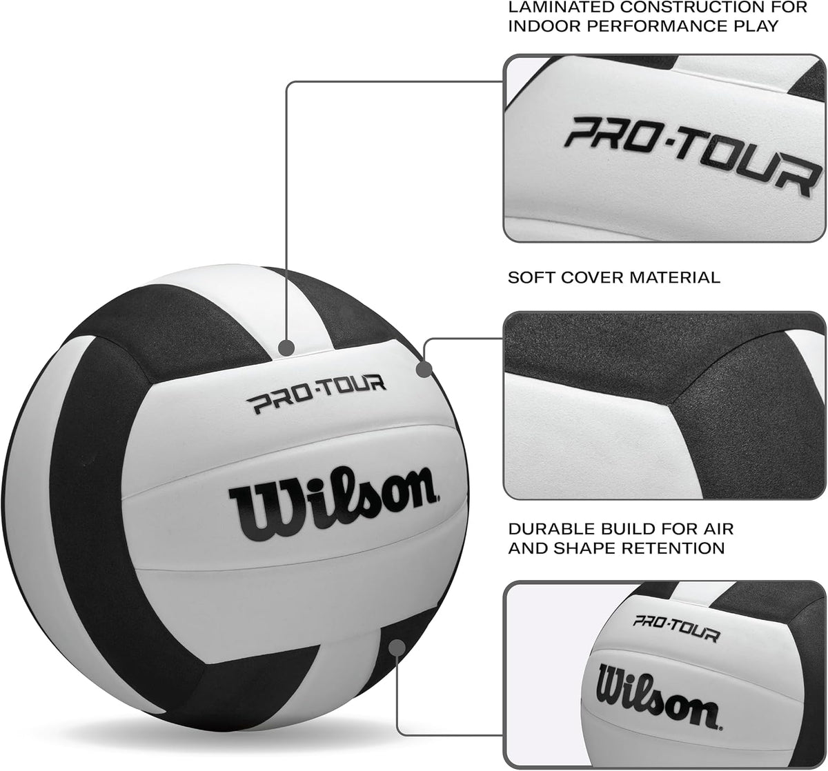 Wilson Pro Tour Indoor Volleyball, Black/White, Official Size - view 4