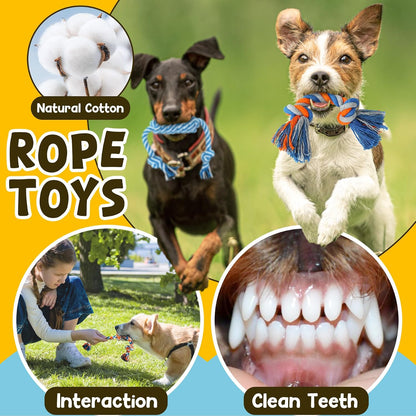 Zeaxuie 9 Pack Puppy Toys for Teething Small Dogs, Squeaky, Rope and Treat Ball - view 5