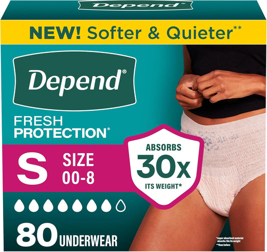 Depend Fresh Protection Incontinence Underwear for Women, Small, 80 Count