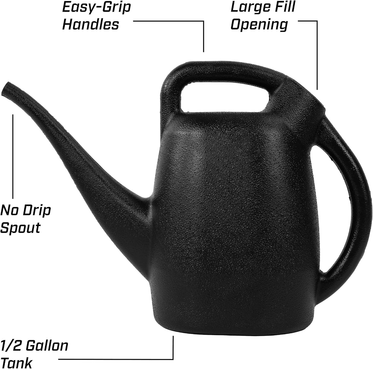 Chapin 48000 Recycled Plastic Watering Can, 1/2 Gallon, Black - view 3