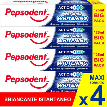 Pepsodent Natural Whitening Anti-Tartar Toothpaste, 4 x 125 ml