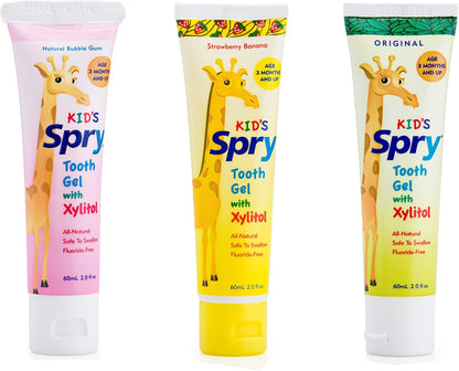 Spry Natural Kids Xylitol Tooth Gel Variety Flavours 60 ml Pack of 3