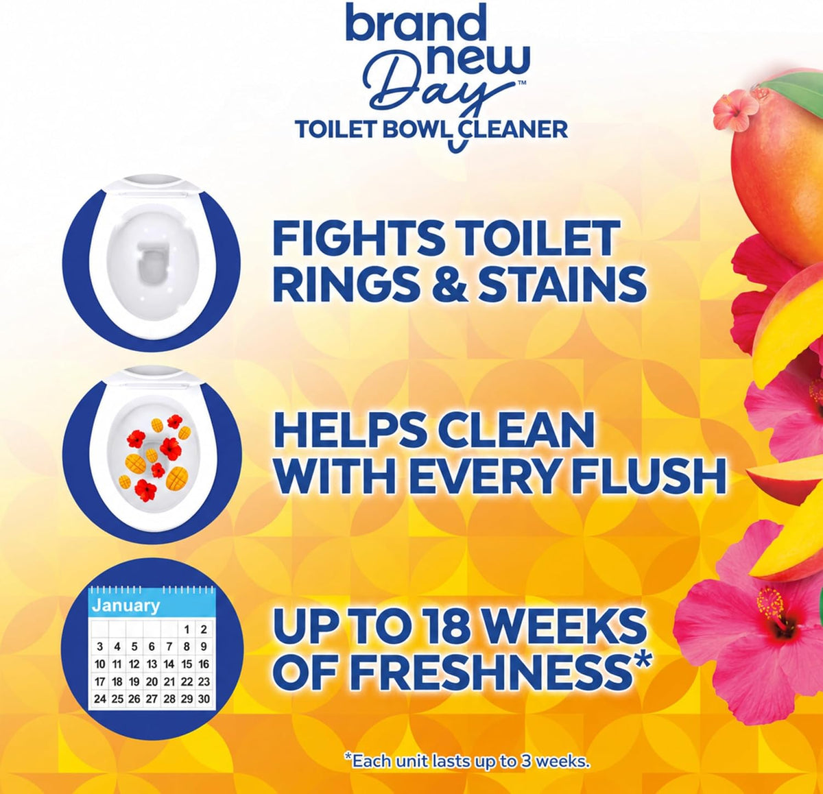 Lysol Click Gel Toilet Bowl Cleaner, Gel Stamp, Mango, 6 Count - view 3