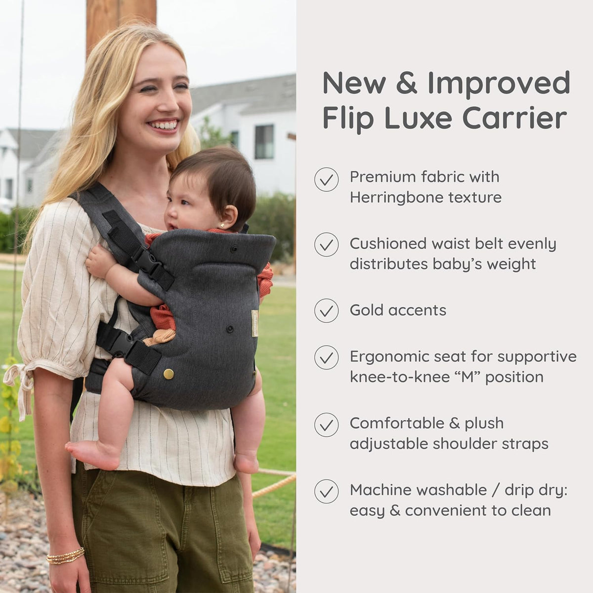 Infantino Flip Luxe 4-in-1 Baby Carrier, 7-35 lbs, Onyx - view 5
