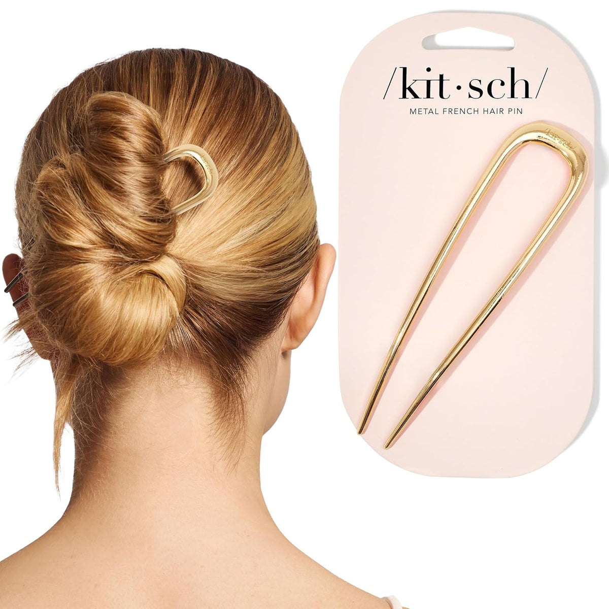 Kitsch French Hair Pin, Gold - 1 Piece — product view