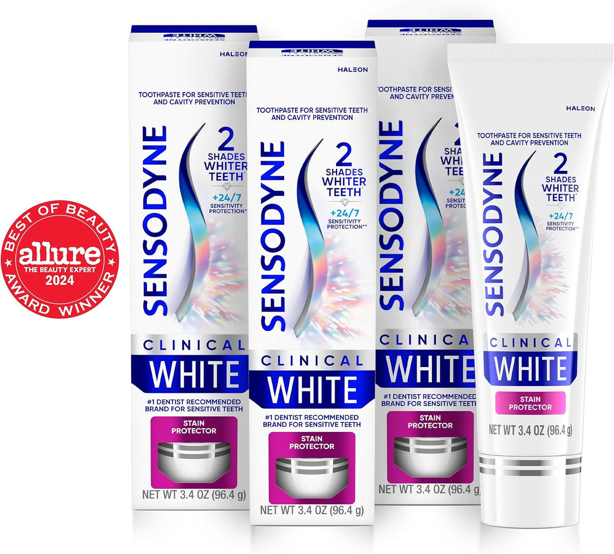 Sensodyne Clinical White Stain Protector Toothpaste, 3 x 3.4 oz - view 2