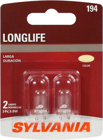 SYLVANIA 194 Long Life Miniature Bulb, Pack of 2