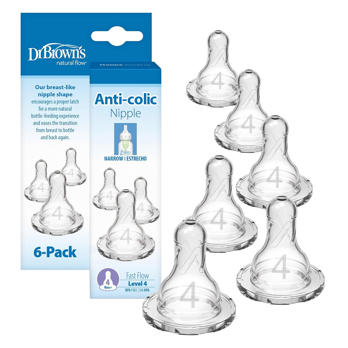 Dr. Brown's Narrow Level 4 Teats 9m+, Pack of 6 — product view