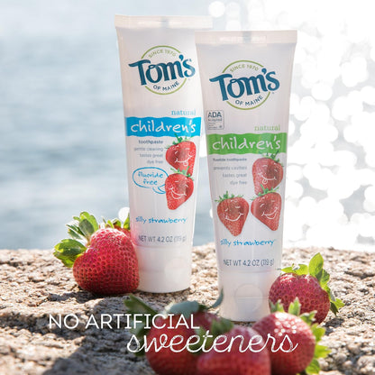 Tom's of Maine Fluoride-Free Kids Toothpaste Silly Strawberry 4.2 oz, Pack of 3 - view 3