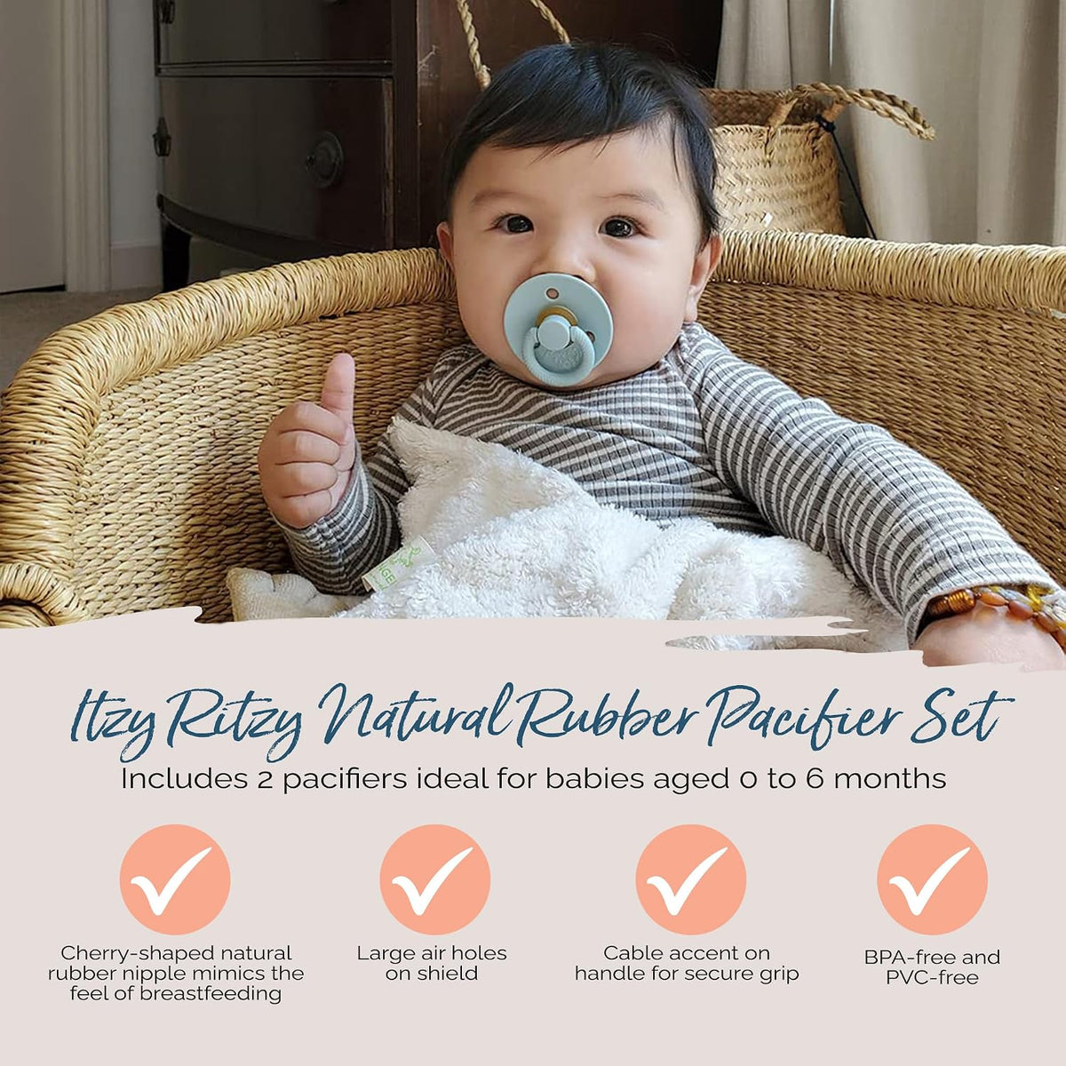 Itzy Ritzy Natural Rubber Dummies 0-6 Months, Set of 2, Harbor & Coast - view 5