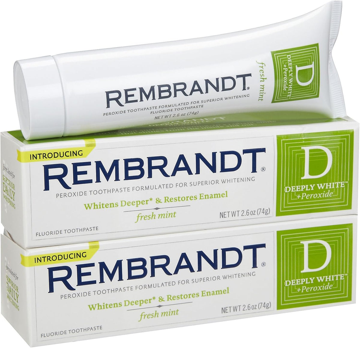 Rembrandt Deeply White Mint Toothpaste 74 g (2.6 oz), Pack of 2 — product view