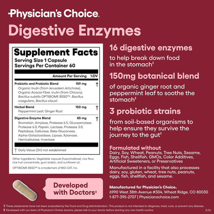 Physician's Choice Digestive Enzymes with Prebiotics and Probiotics, 60 Count - view 6