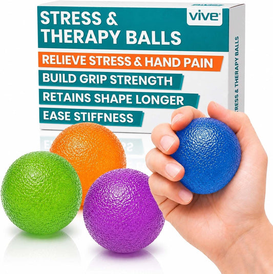 Vive Hand Therapy Stress Balls Set with Storage Bag
