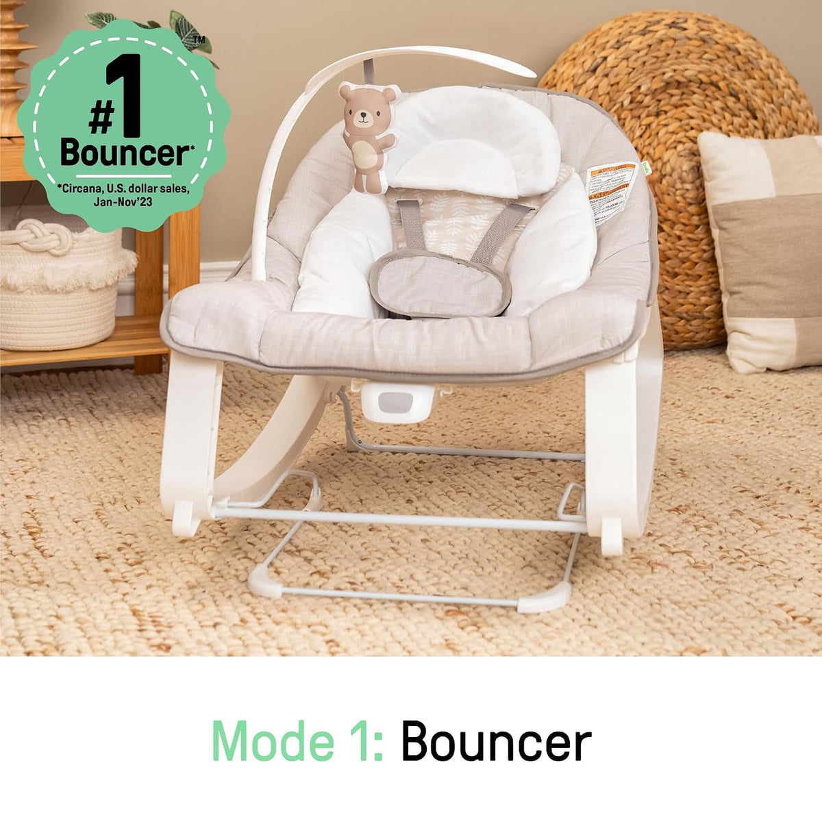 Ingenuity Keep Cozy 3-in-1 Vibrating Baby Bouncer and Rocker, Linden — alternate product view