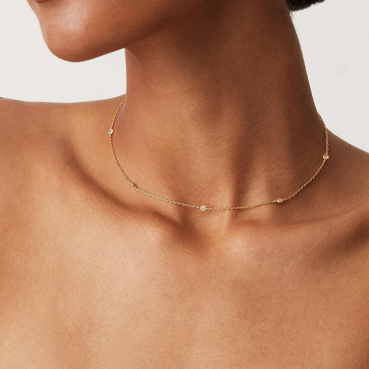PAVOI 14K Yellow Gold Plated Cubic Zirconia Station Necklace - view 5
