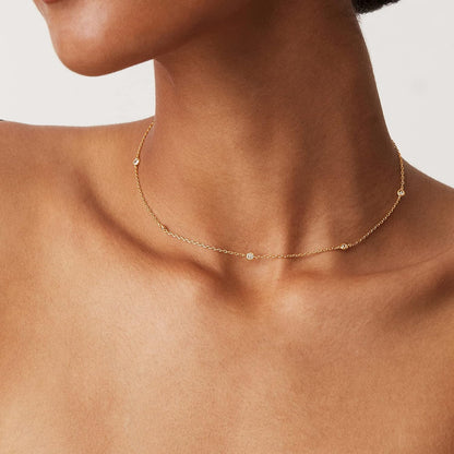 PAVOI 14K Yellow Gold Plated Cubic Zirconia Station Necklace - view 5