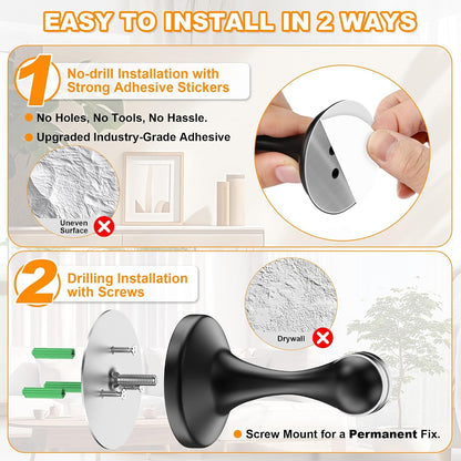 Crosize Magnetic Door Stoppers, 2 Pack, Black Stainless Steel - view 3