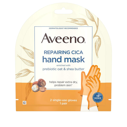 Aveeno Repairing CICA Hand Mask with Prebiotic Oat and Shea Butter, Pack of 36