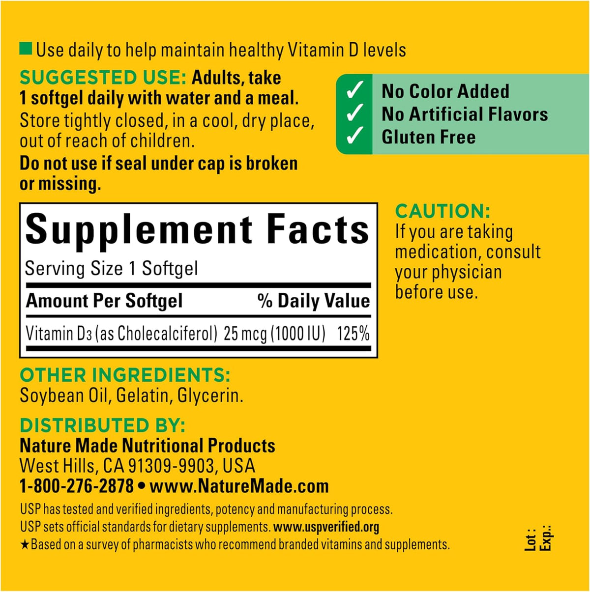 Nature Made Vitamin D3 1000 IU (25 mcg), 300 Softgels - view 6