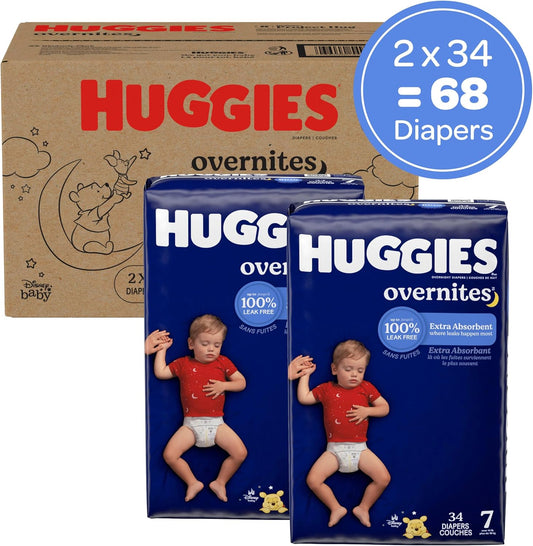 Huggies Overnites Nappies, Size 7 (41+ lbs), 68 Count (2 Packs of 34) - view 2