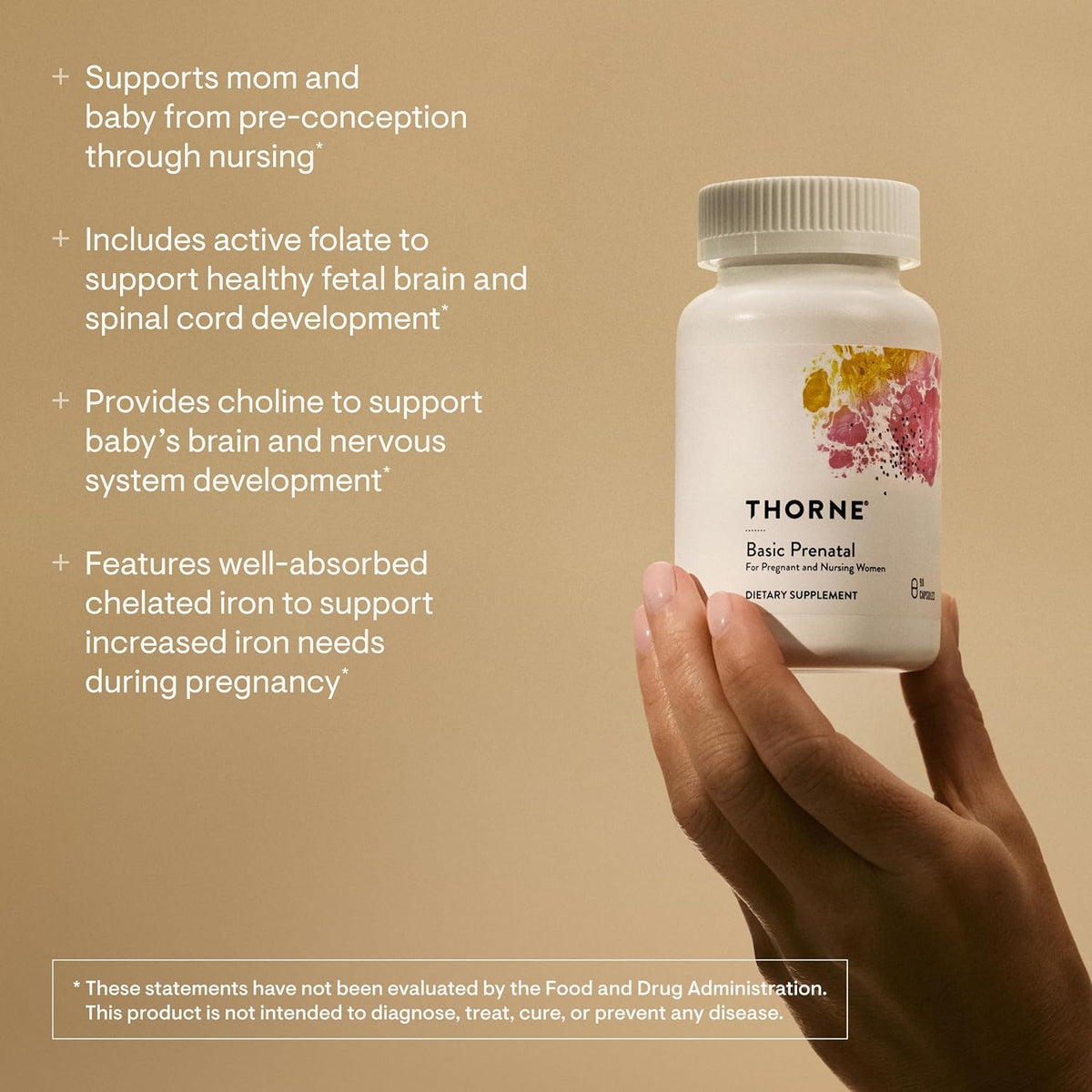 Thorne Basic Prenatal with Active Folate, Choline and Iron, 90 Capsules - view 3
