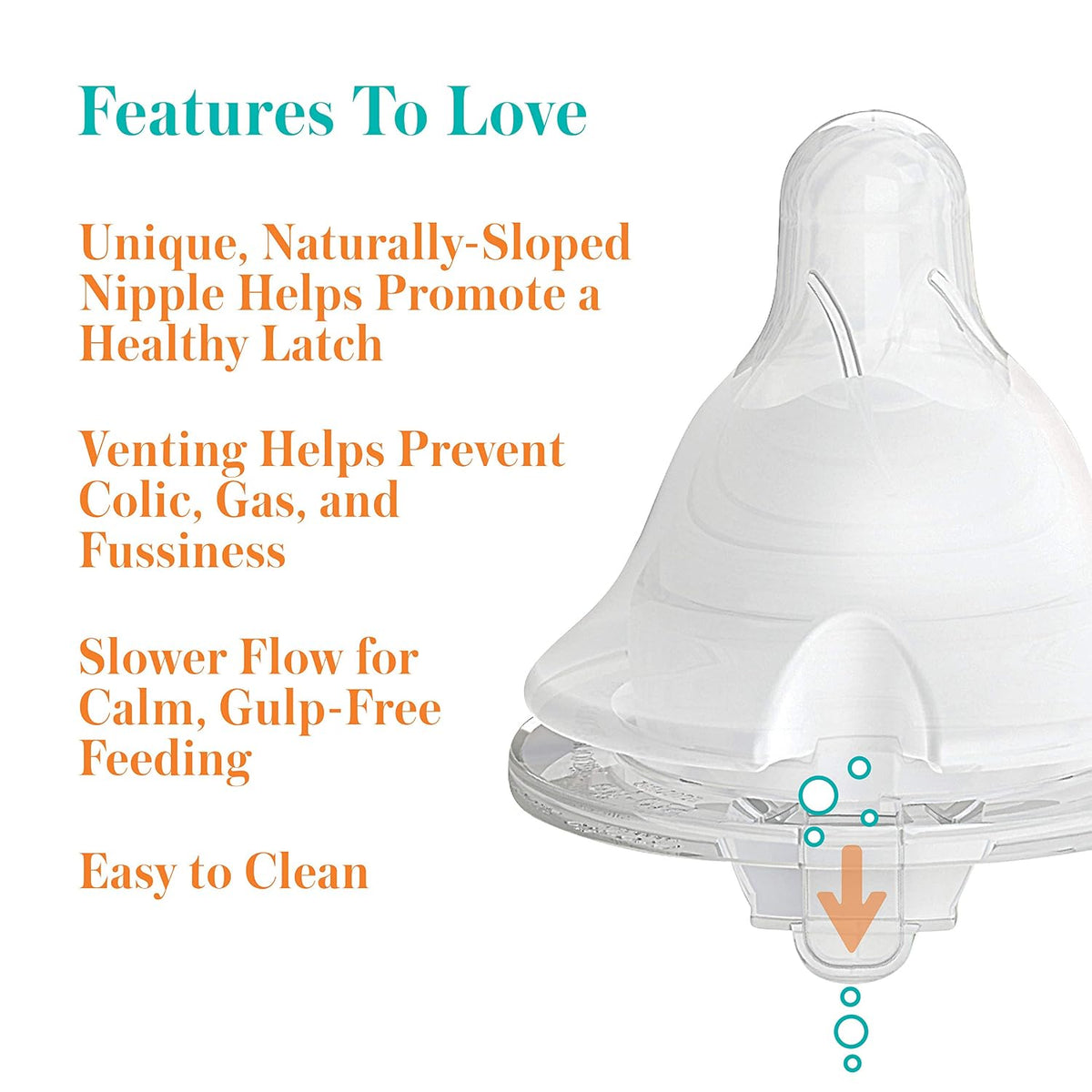 Evenflo Feeding Balance + Wide Neck Silicone Teats Medium Flow 3m+, Pack of 6 - view 4