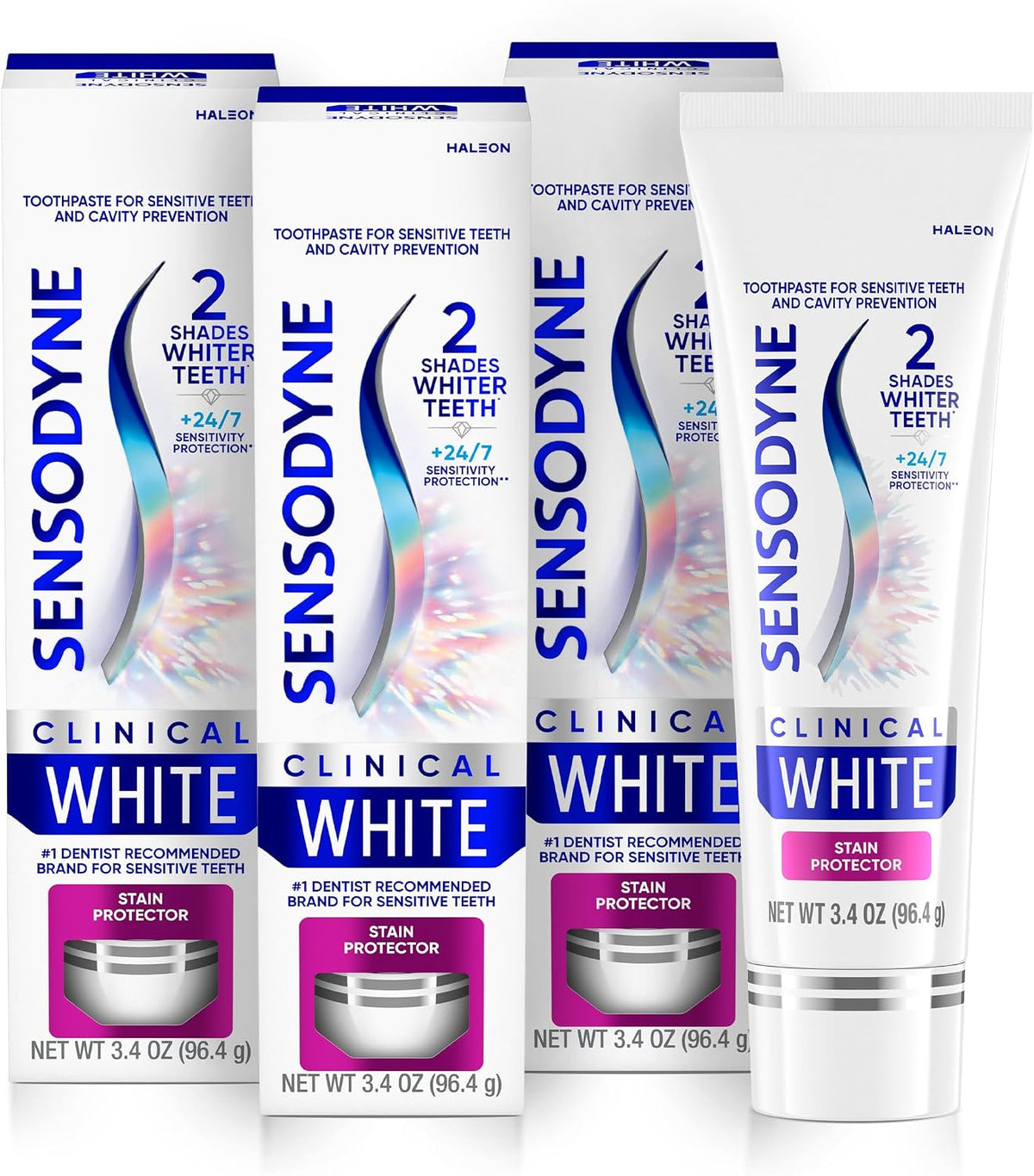 Sensodyne Clinical White Stain Protector Toothpaste, 3 x 3.4 oz — product view