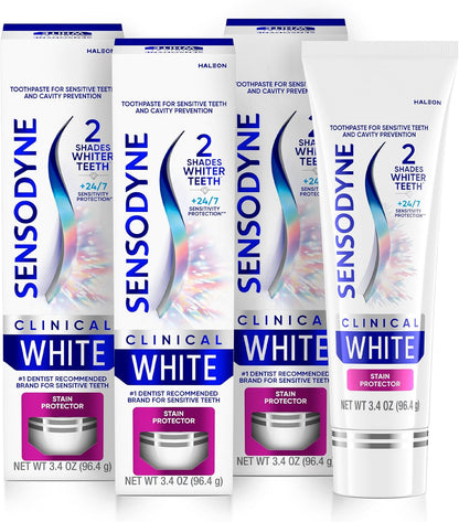 Sensodyne Clinical White Stain Protector Toothpaste, 3 x 3.4 oz