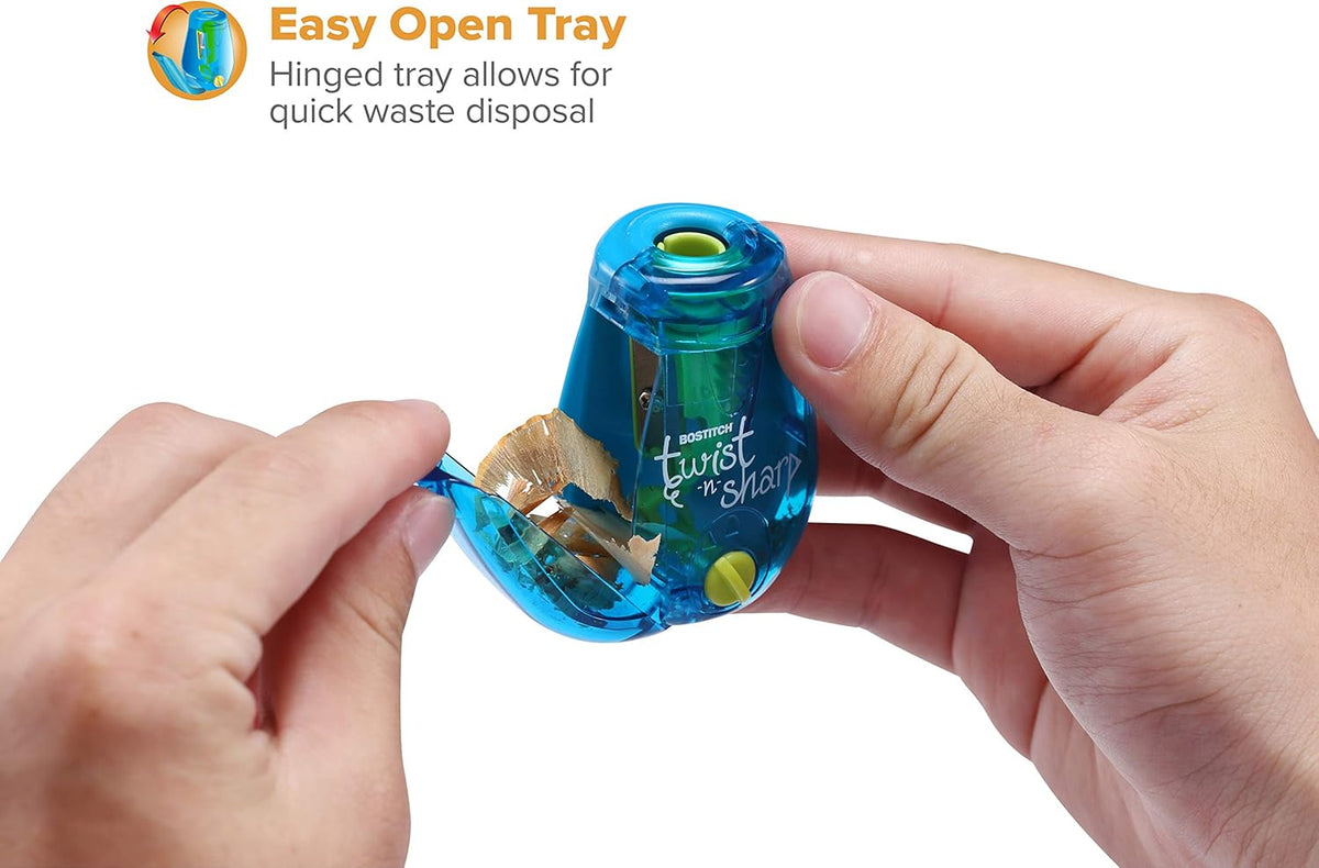 Bostitch Twist-n-Sharp Handheld Pencil Sharpener for Kids, Blue - view 3