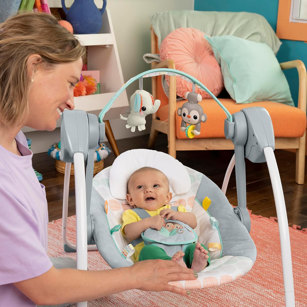 Bright Starts Whimsical Wild Portable Baby Swing, Newborn to 9 Months - view 6