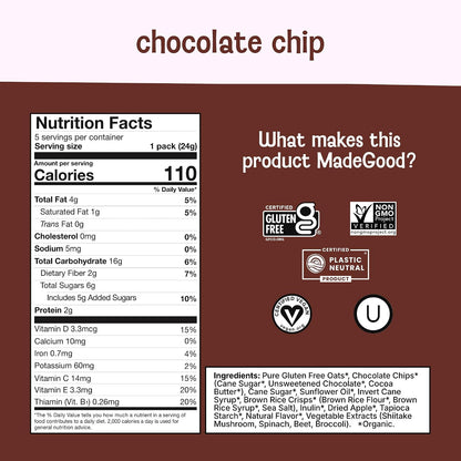 MadeGood Organic Chocolate Chip Granola Bites, 5 Packs of 0.85 oz - view 2