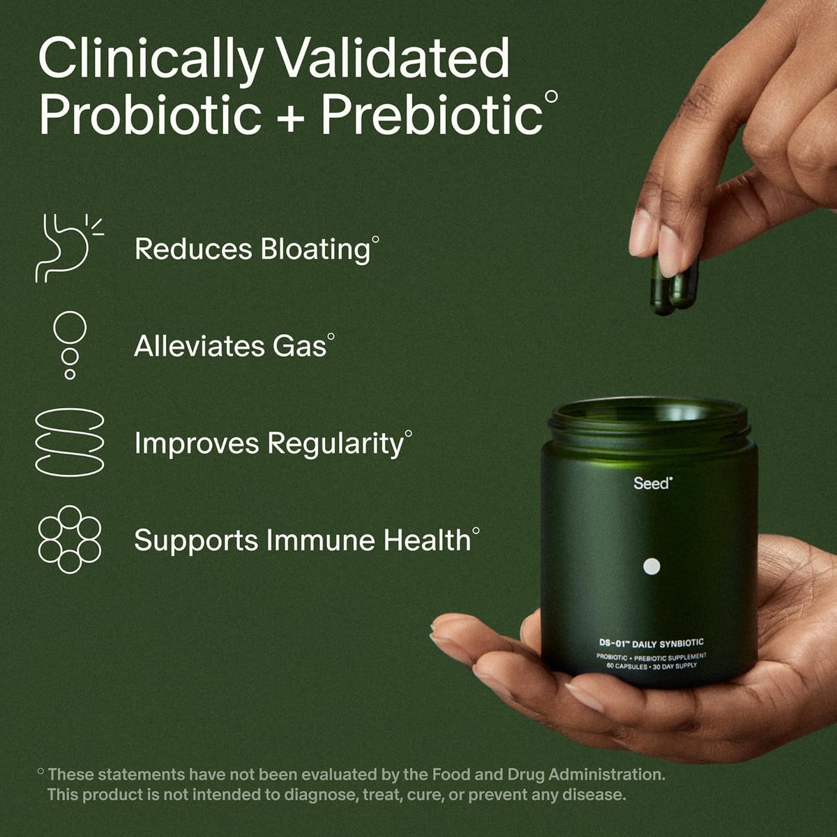 Seed DS-01 Daily Synbiotic Probiotic + Prebiotic, 30-Day Supply with Jar — alternate product view