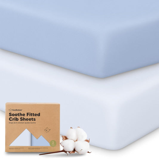 KeaBabies Organic Cotton Cot Sheets, Pack of 2, 52 x 28 Inch, Blue Flax