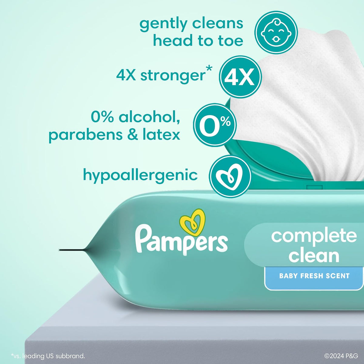 Pampers Complete Clean Baby Wipes, Fresh Scent, 72 Count - view 3