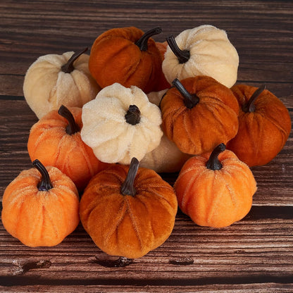 Diahom Artificial Velvet Pumpkins, 12 Piece Autumn Decor Set - view 2