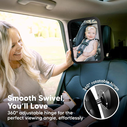 KeaBabies Baby Car Seat Mirror, Wide View, Matte Black - view 6