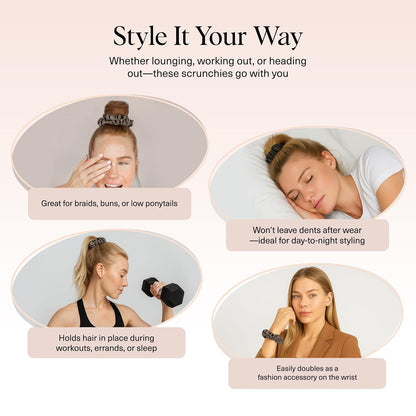 Kitsch Ultra-Petite Satin Scrunchies, Eucalyptus, 6 Pieces - view 5