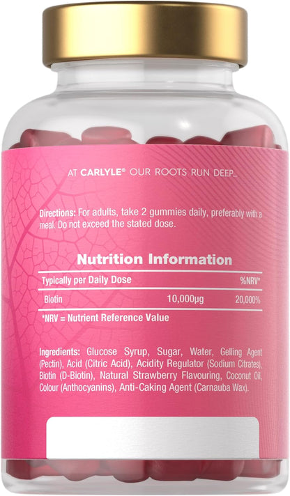 Carlyle Biotin Gummies 10,000 mcg, Strawberry Flavour, 120 Count - view 4